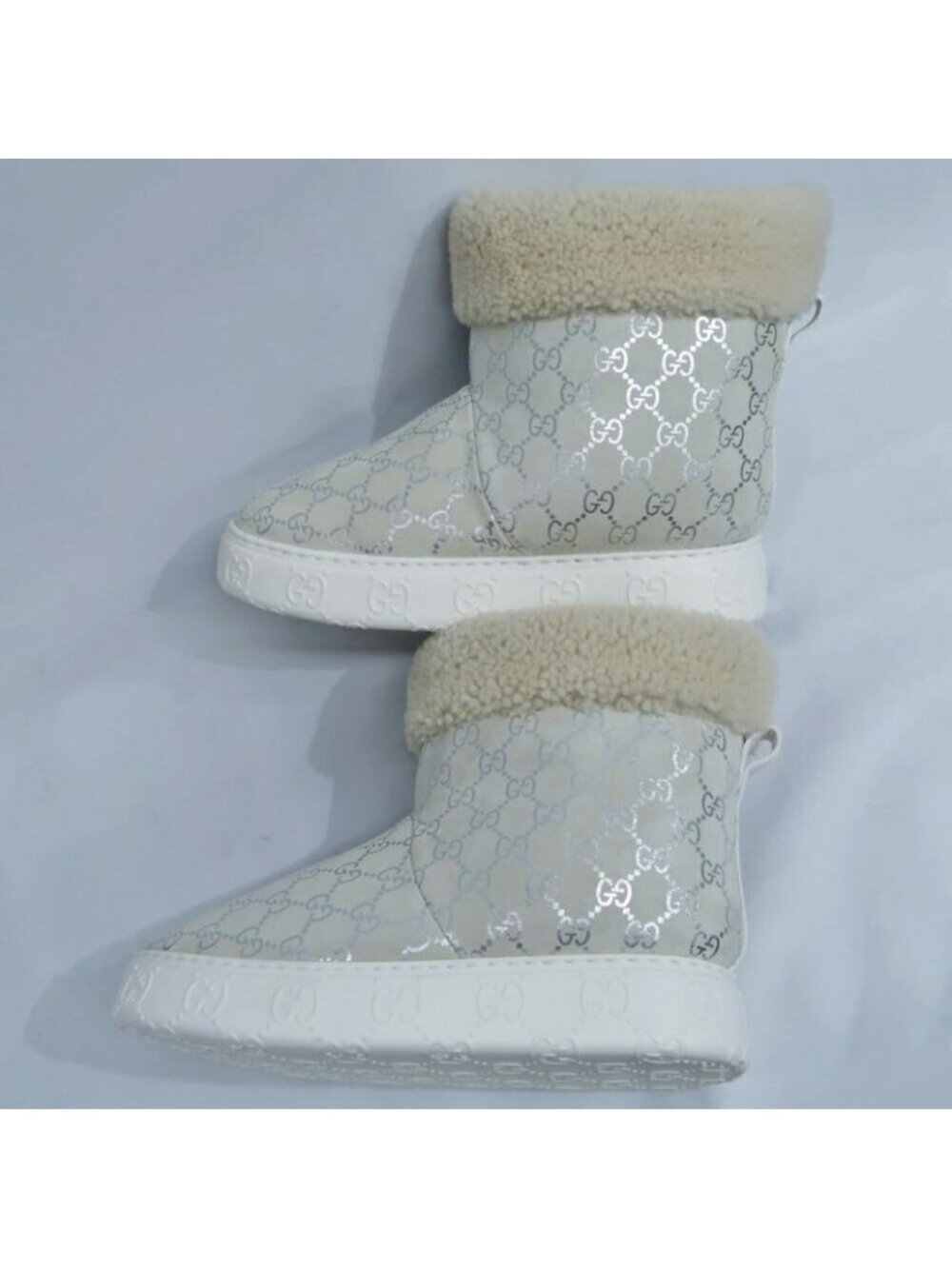 Gucci Boots Merino Wool 36.5 Grey Silver Shoes - Picture 4 of 10